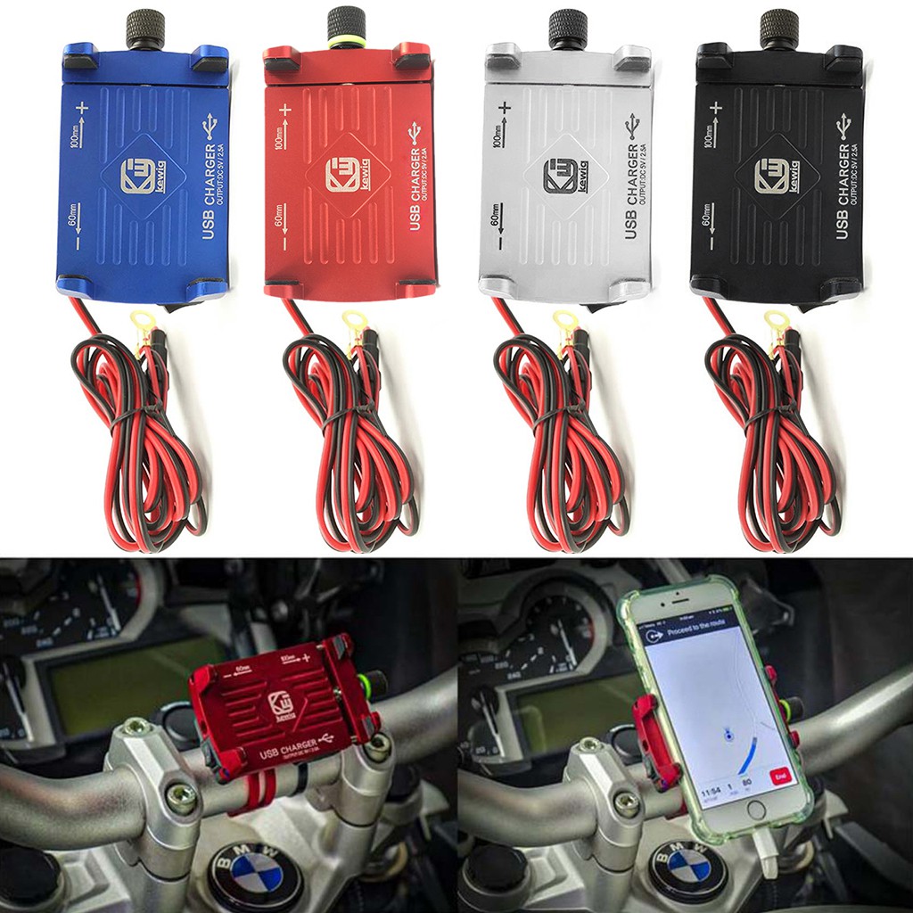 Giá đỡ điện thoại gắn tay cầm xe máy có cổng sạc USB