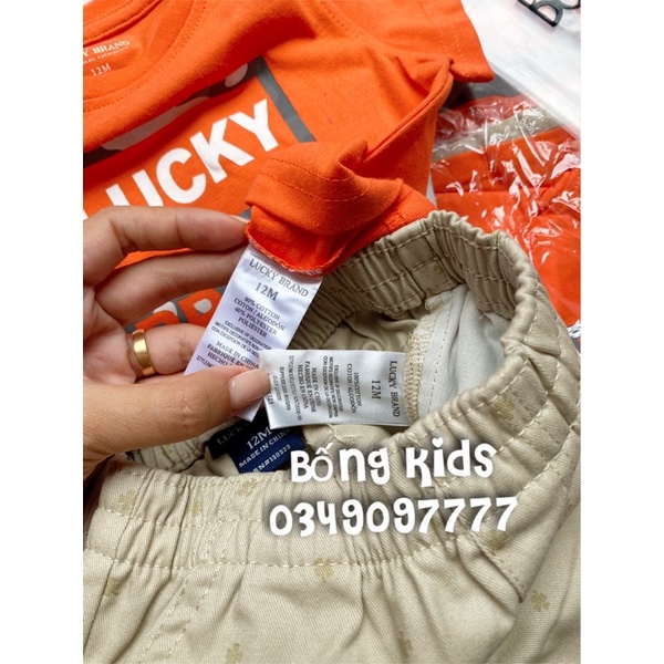 Bộ Hè Bé Trai Cỏ May Mắn Cam LuckyBrand