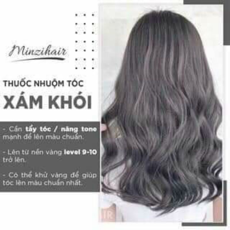 MÀU XÁM KHÓI LÊN TỪ LỀN TÓC SÁNG. TUÝP HÀNQUỐC+ TẶNG OXI + GĂNG ✋
