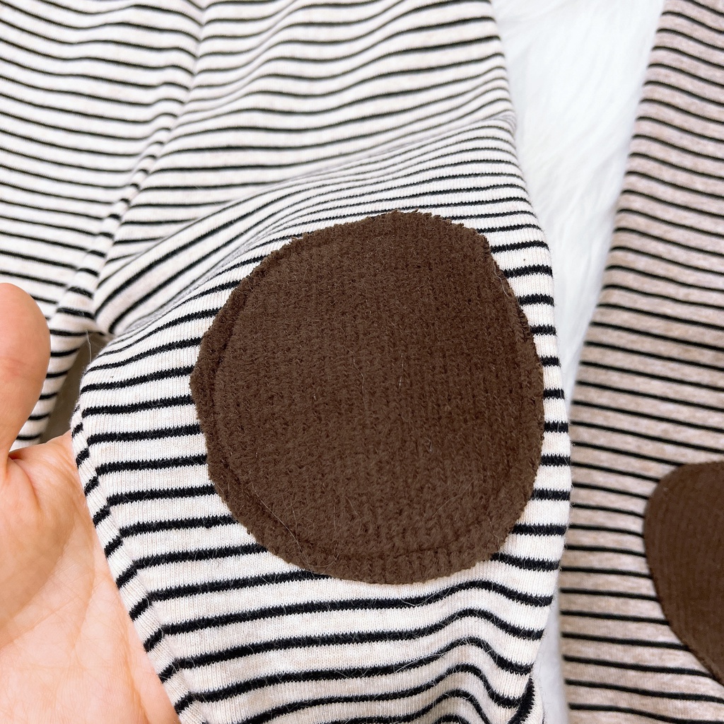 Quần legging lót lông kẻ ngang cho bé trai bé gái đáp gối phong cách Hàn Quốc dành cho bé từ 5kg đến 13kg