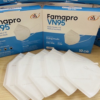 Hộp 10 Khẩu trang 3D kháng khuẩn VN95 Famapro Chuẩn N95