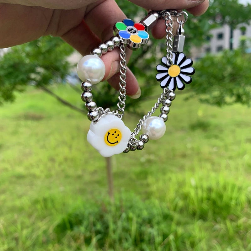 Vòng cổ/Vòng tay mặt hình hoa hướng dương hoa cúc mặt cười đính ngọc trai giả 22402