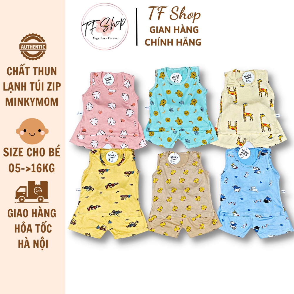 Bộ ba lỗ trẻ em, bộ quần áo sát nách MINKYMOM bé trai bé gái chất thun lạnh họa tiết bộ đồ chất mát mùa hè cho bé