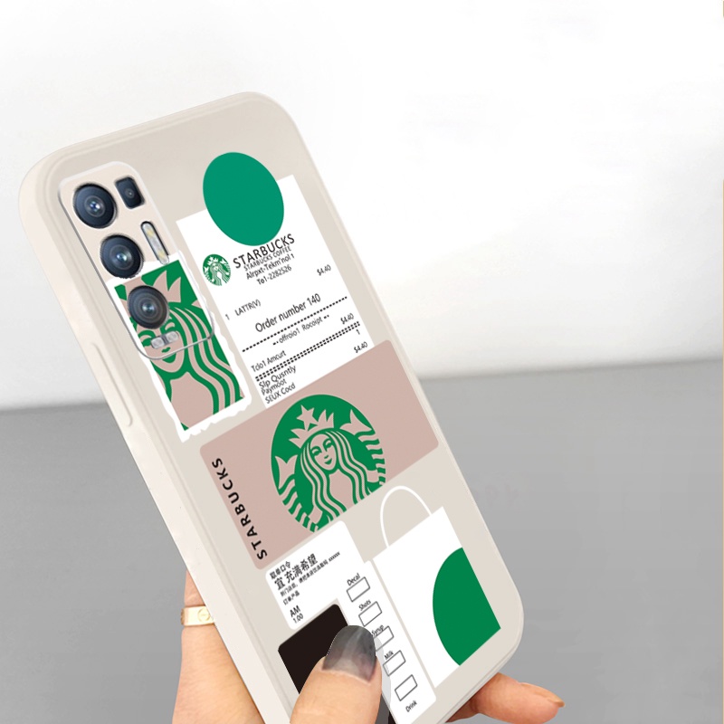 Ốp Điện Thoại Viền Vuông Họa Tiết Starbucks Cho OPPO A17 A17K Reno7 Reno8 4G Reno6 Z 5G Reno 5 Pro 4 3 Reno2 Z F A95 5G A76 A96 A57 A77