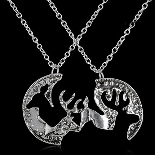 Bộ 2 dây chuyền thiết kế mặt hình chú hươu / lạc đà phong cách cổ điển cho cặp đôi