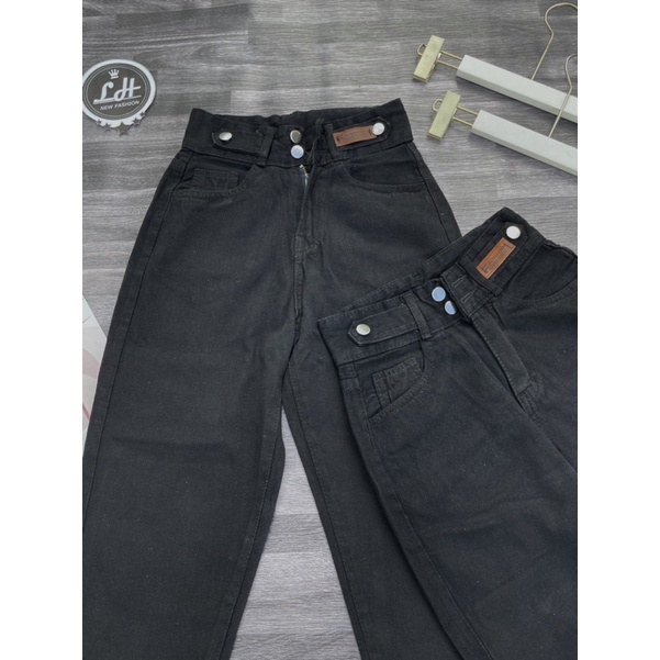 Quần bò nữ, quần jean ống rộng thời trang Lê Huy Fashion lưng cao 2 nút kiểu cực bánh bèo MS 055 (có video - ảnh thật)