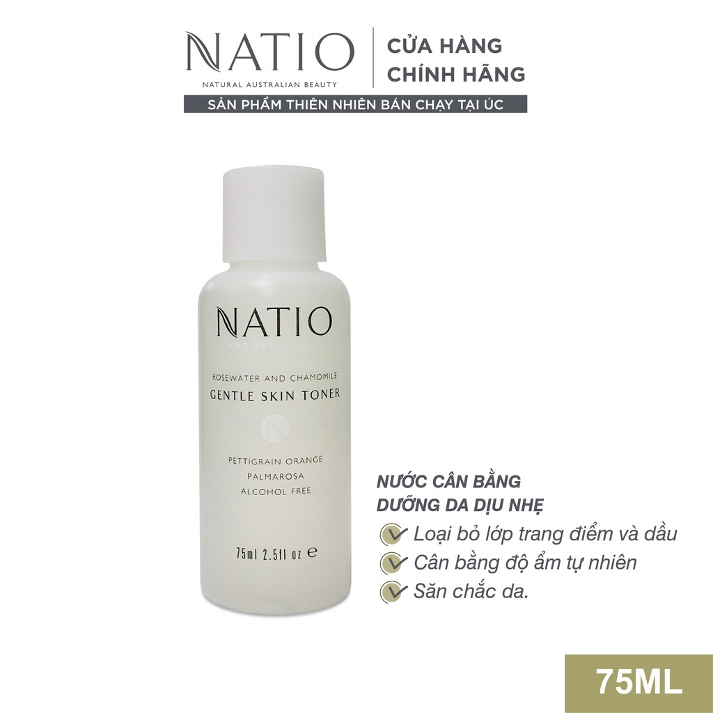 [Mã FMCG8 giảm 8% đơn 250K] Nước Cân Bằng Dưỡng Da Dịu Nhẹ Natio Rosewater and Chamomile Gentle Skin Toner 75ml | BigBuy360 - bigbuy360.vn