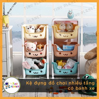 Kệ 3 tầng đa năng có bánh xe đựng tã bỉm đồ chơi cho bé
