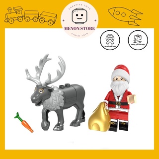 Minifigures Combo nhân vật Ông già noel và chú Tuần lộc - Đồ chơi lắp ráp xếp hình thông minh