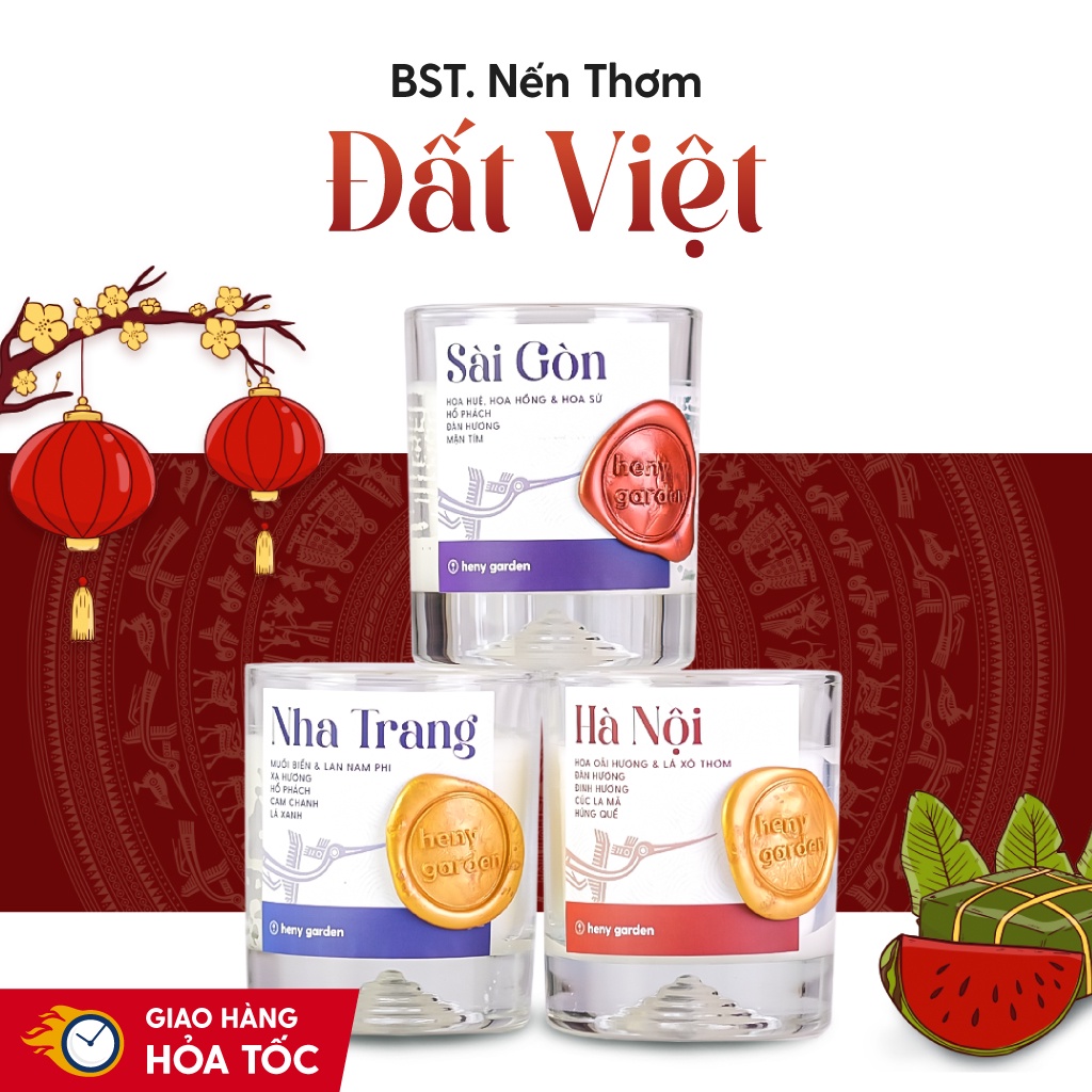 Nến Thơm Đất Việt HENY GARDEN Thư Giãn Mùi Hương Dễ Ngủ Phối Cảm Hứng Từ Địa Danh Việt Nam