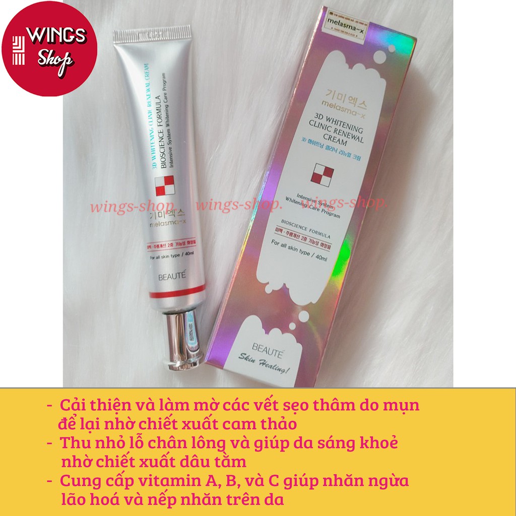 Kem Trắng Da Giảm Nám Tàn Nhang Melasma-x 3D WHITENING CLINIC CREAM