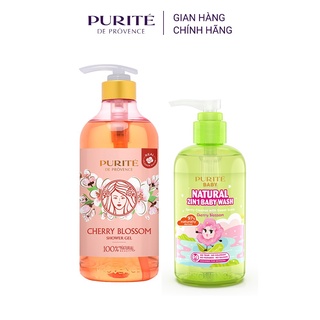 [Combo Mẹ và Bé]Combo Sữa Tắm Purité Thiên Nhiên Hoa Anh Đào 850ml+Sữa Tắm Purité Baby Hoa Anh Đào 500ml