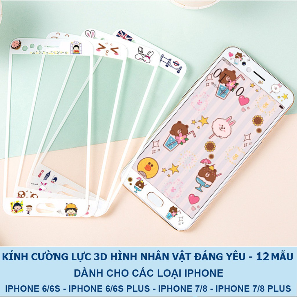 Kính cường lực 3d iphone nhân vật 1-12 mẫu6/6plus/6s/6splus/7/7plus/8/8plus/x/xr/xs/11/12/pro/max/plus/promax-Awifi D3-1 | BigBuy360 - bigbuy360.vn