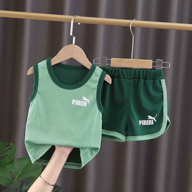con trai Bộ vest nam, trẻ em đồ không tay, hai mảnh thể thao mỏng cho vừa và nhỏhyj