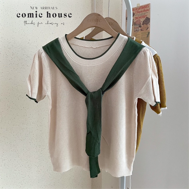 Comic - Áo len nữ mongtoghi mỏng mịn kèm khăn liền áo 343