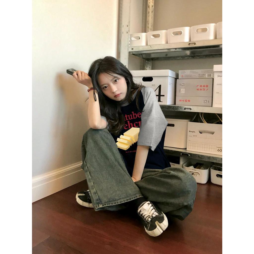 Áo Thun Tay Ngắn Cotton Tinh Khiết In Chữ Phong Cách Mới 63734