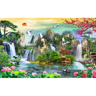 Tranh 5d gắn đá toàn bộ - Phong cảnh sơn thủy