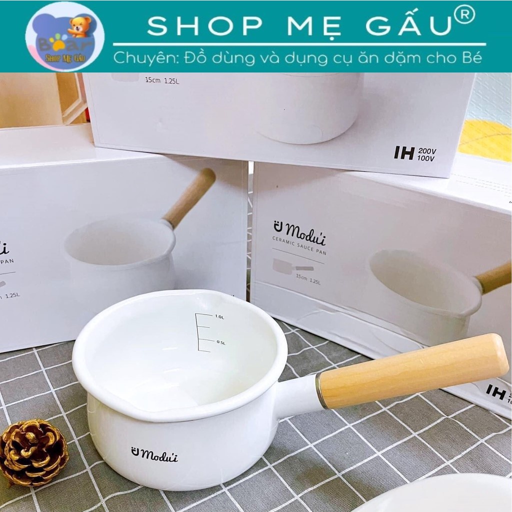 Nồi Sứ MODUI Hàn Quốc Cao Cấp Nồi Nấu Bột Nấu Cháo Cho Bé Ăn Dặm (Có Vạch Chia)