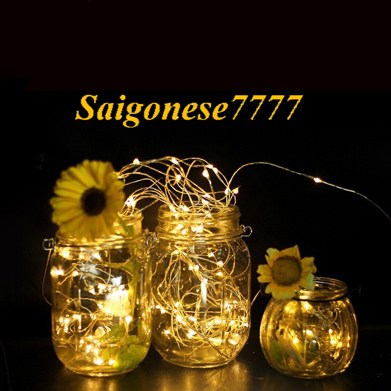 (Tặng Kèm Pin) Dây Đèn Led Đom Đóm Fairy Light Trang Trí Decor Quấn Cây Noel Lễ Tết Chỉnh Đèn Chớp Nháy/Đứng Yên