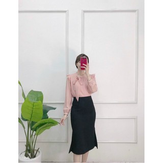 ÁO SƠ MI NỮ BÈO VAI CỔ NƠ CHÉO ĐIỆU ĐÀ
