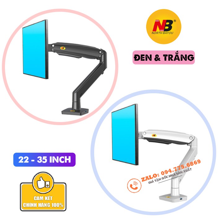 [Đen &amp; Trắng] Giá Treo Màn Hình Máy Tính NB-F100A 22-35 Inch - Tay Treo Màn Hình Đa Năng