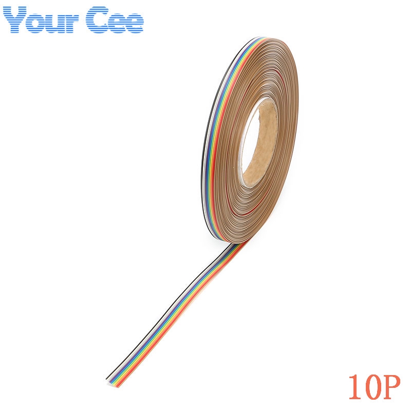 Cuộn dây cáp dẹt màu cầu vồng 1.27mm 10 chiều 10 pin dài 5m cho PCB DIY