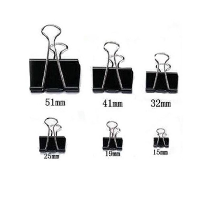 Hộp  kẹp sắt tài liệu các cỡ, kẹp sắt đen