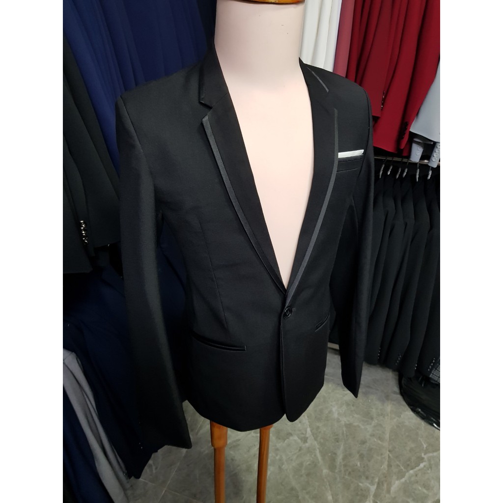[Giá Chất] Áo vest nam body kiểu đen viền đen
