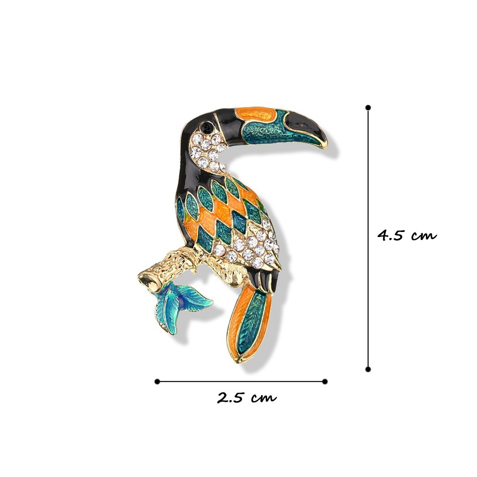 Ghim Cài Áo Hình Chim Vẹt Đính Đá Thời Trang