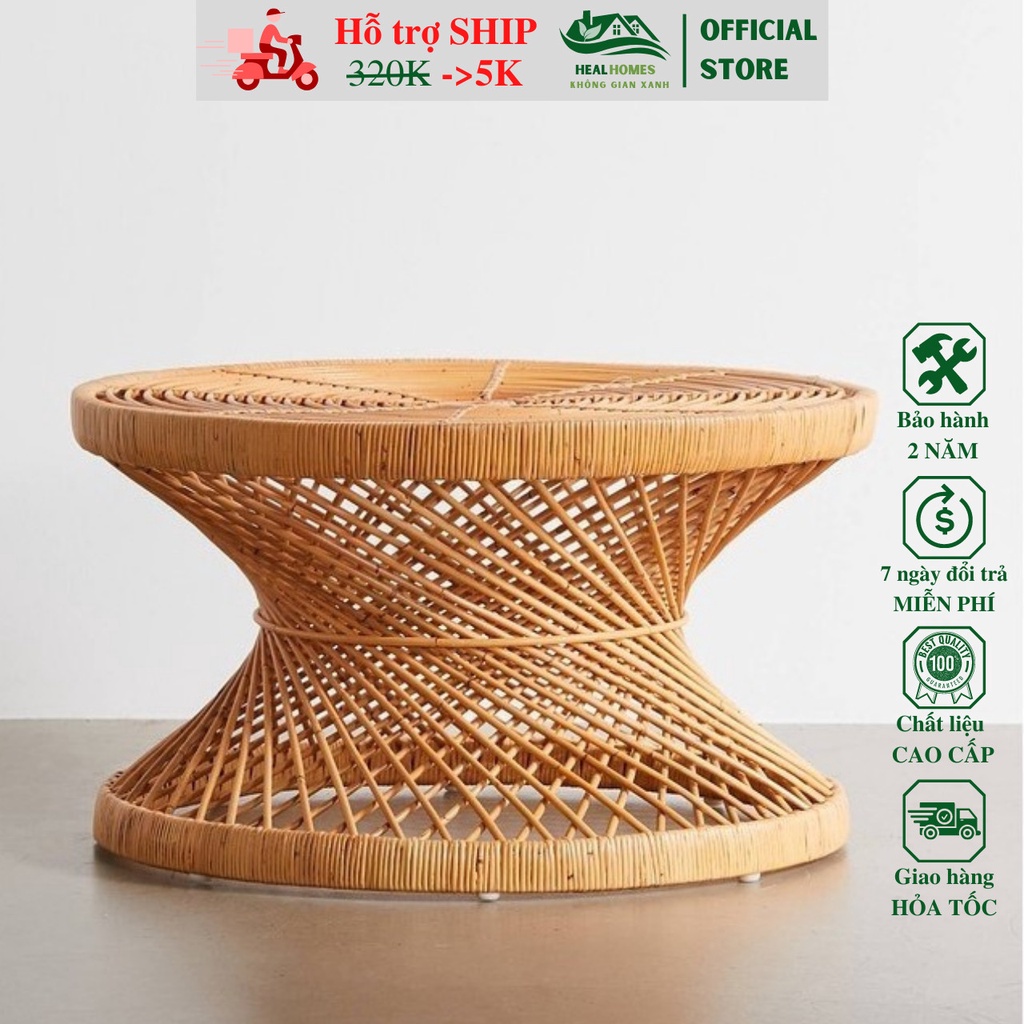Bàn trà mây tre đan phòng khách cao cấp, nội thất mây, decor phòng, trang trí sân vườn, homestay, quán cafe / HealHomes