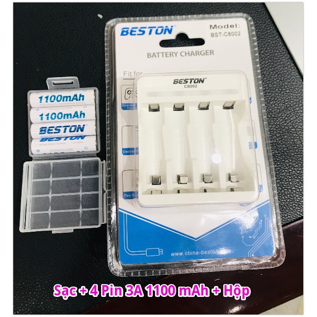 [ Beston ] Combo Pin Và Sạc Aa/aaa Hãng Beston Cho Mic Không Dây, Máy Ảnh, Điều Khiển, Đèn Flash