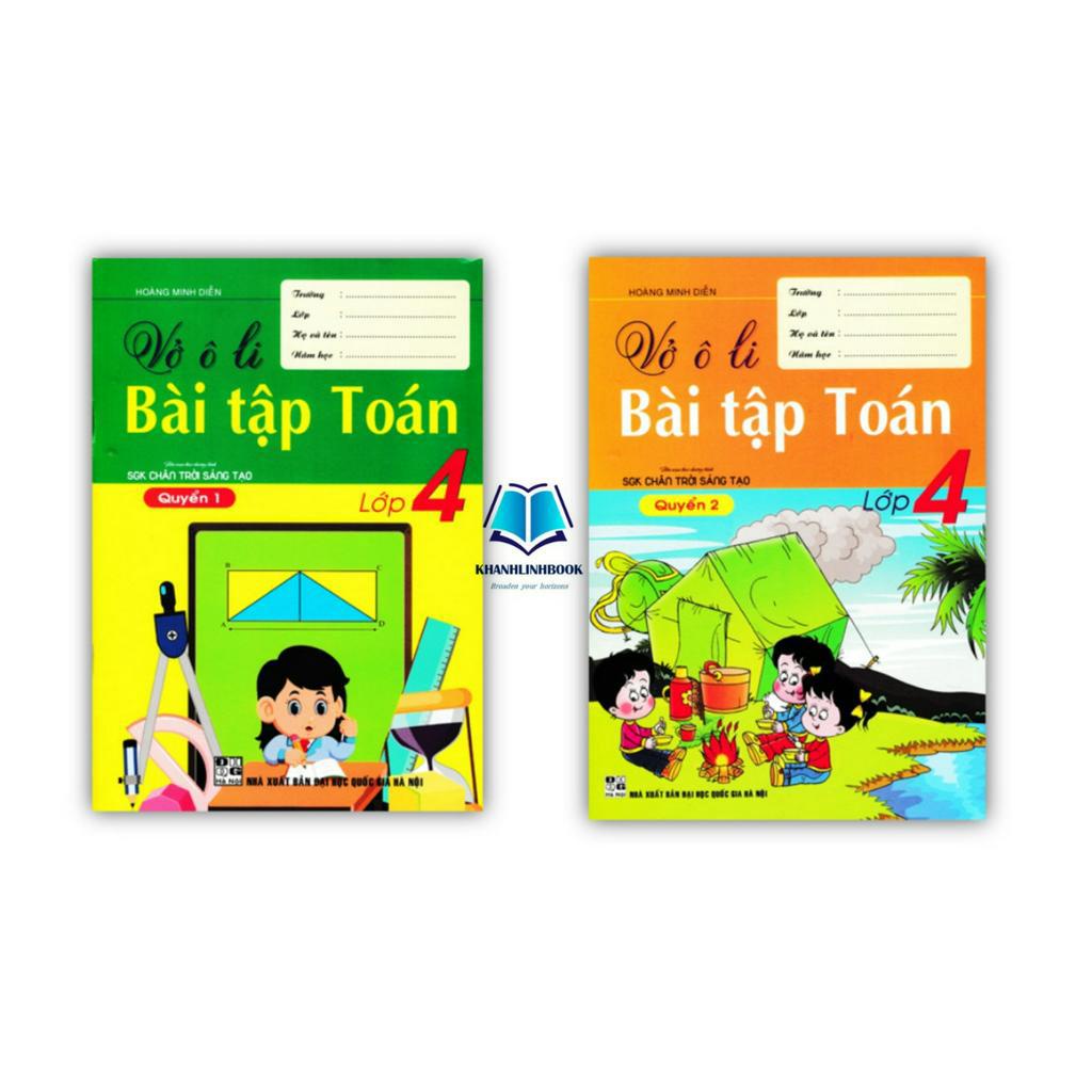 Sách - Combo Vở Ô Li Bài Tập Toán Lớp 4 - Quyển 1 + 2 (Biên Soạn Theo Chương Trình SGK Chân Trời Sáng Tạo)