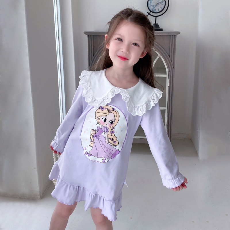 Đầm Ngủ Công Chúa Cổ Búp Bê Phong Cách Hàn Quốc Cho Bé Gái