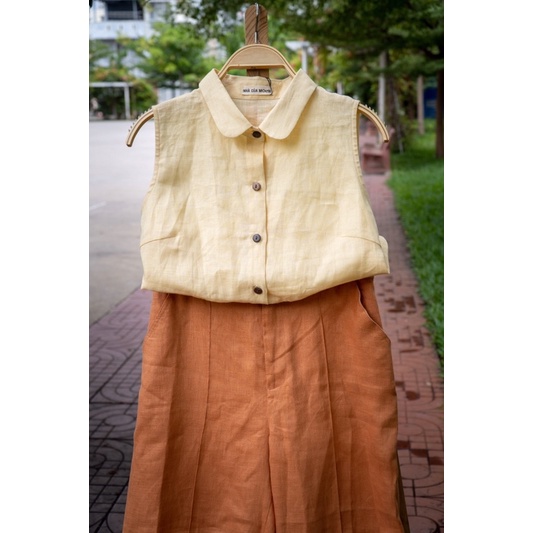 Áo sơ mi sát nách Linen và Cotton nhiều màu ,nhiều hoạ tiết - Nhà Của Moon