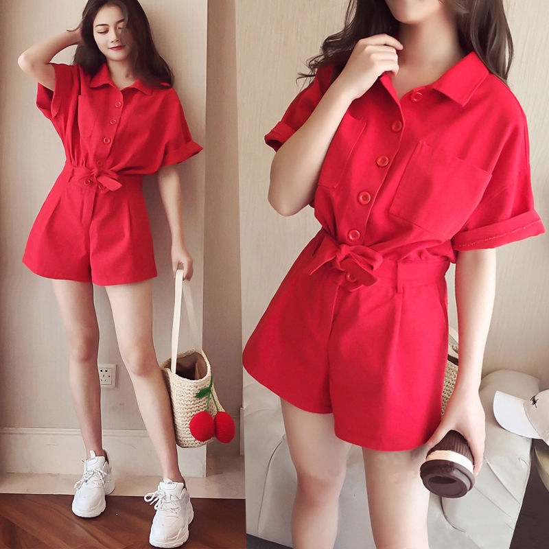 Set Áo Sơ Mi Ngắn Tay Và Quần Short Denim Ống Rộng Thời Trang Dành Cho Nữ | BigBuy360 - bigbuy360.vn