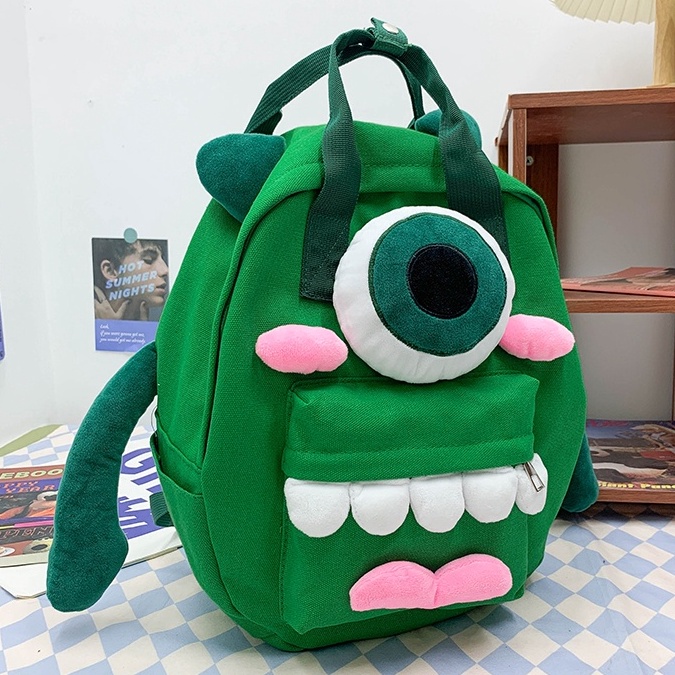 Ba Lô Đi Học Vải Canvas Đính Búp Bê Hoạt Hình Dễ Thương Cho Nữ
