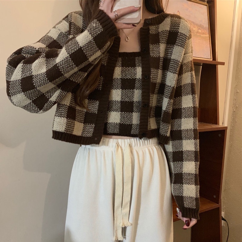 Áo Sweater Dài Tay Phong Cách Hàn Quốc Sành Điệu 206822 Bộ Áo Khoác Không Tay + Áo Xinh Xắn Theo Phong Cách Mùa Thu