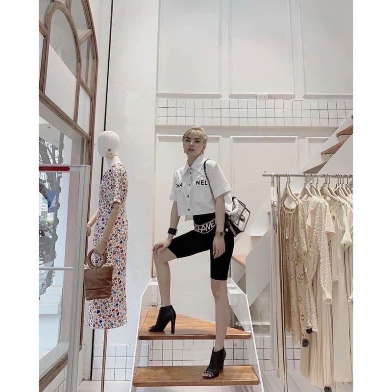 Quần legging trơn đen ngố