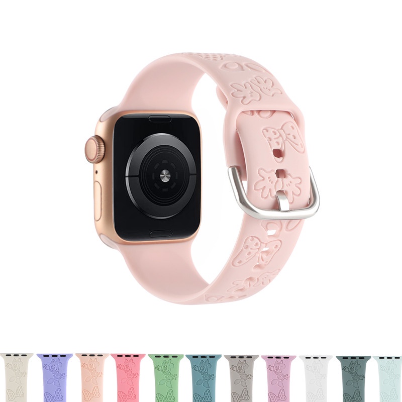 Dây Đeo Đồng Hồ Bằng Silicone Hình Mickey Cho Apple Watch 38mm 40mm 41mm 42mm 44mm 45mm Series 8 7 6 SE 5 4 3 2 1