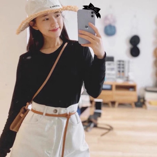 Set Áo Thun Tay Dài Và Váy Trắng TRIỆU LỘ TƯ Phong Cách Dễ Thương