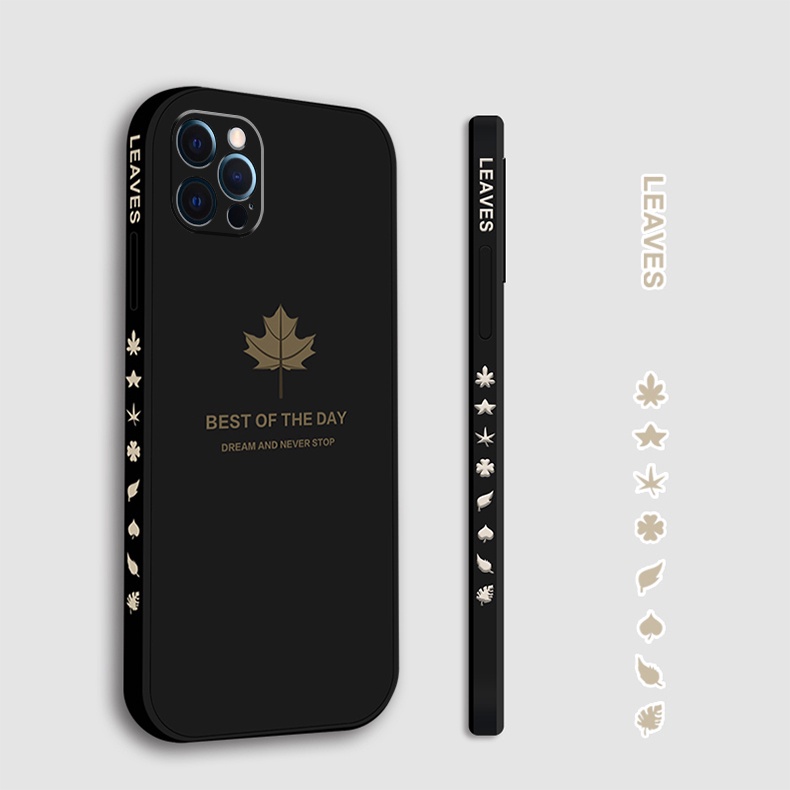 Sang trọng Maple Leaf Patterned Silicone Lỏng Trường Hợp Cho VIvo S1 V15 V20 pro V11i X50 pro X60 Y83 Y81i Original Vuông Silicone Màu Sắc Điện Thoại Bìa