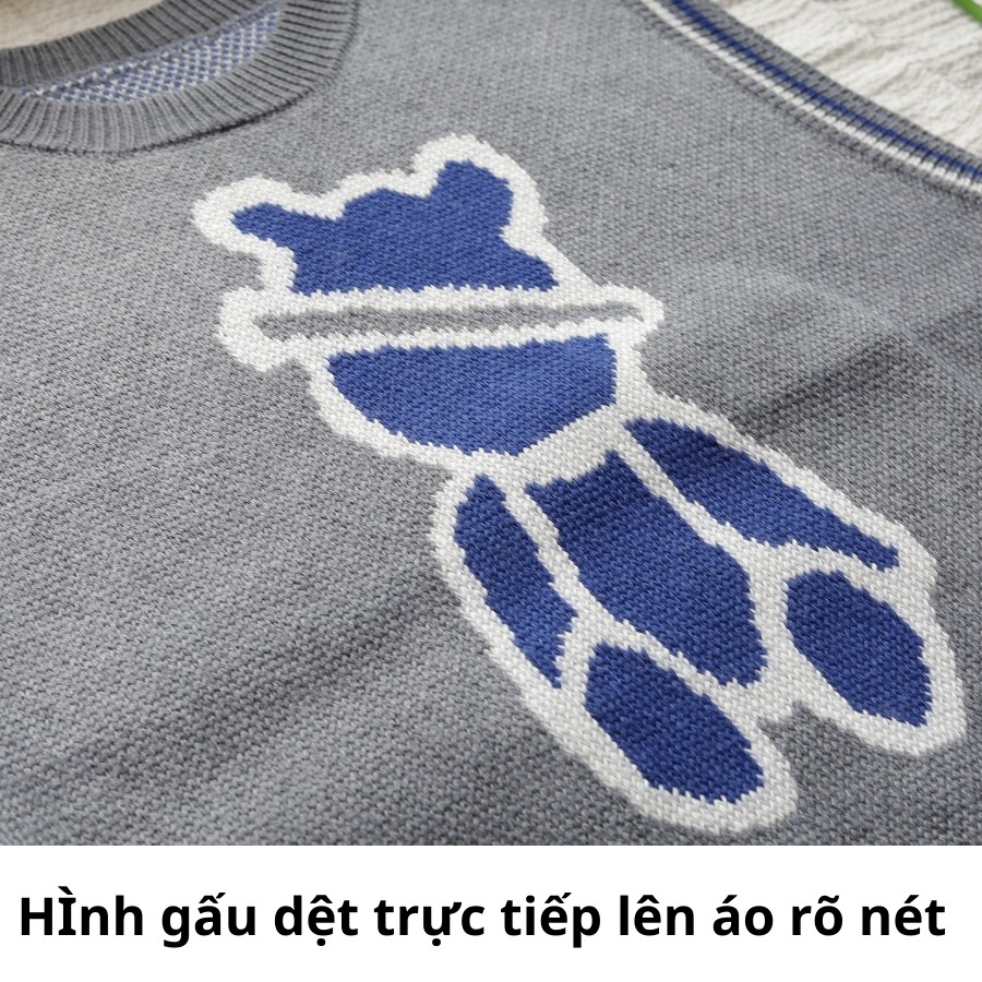 Áo gile len nữ Quảng Châu hình gấu dày dặn đẹp | BigBuy360 - bigbuy360.vn