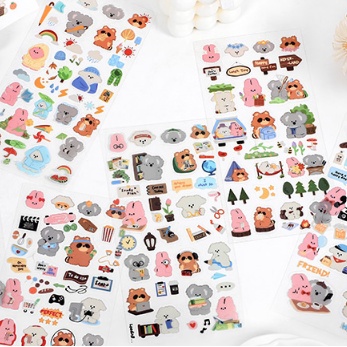 Sticker PET trong suốt hình động vật đáng yêu trang trí toploader và sổ tay | BST125