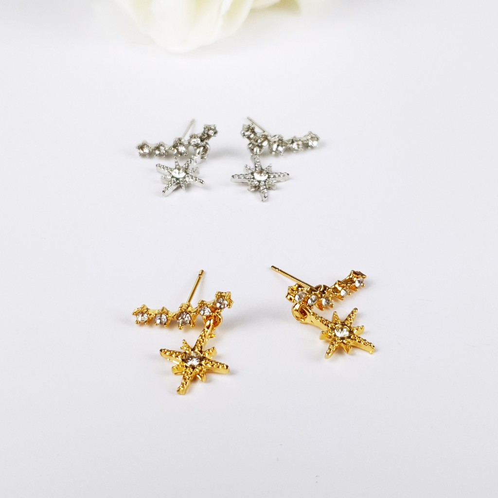Bông tai gài dành cho nữ khuyên tai đính đá ngôi sao 6 cánh TB258 TOBI STORE
