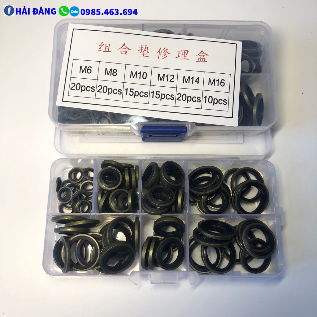 Hộp long đền thép lõi cao su 162 chi tiết