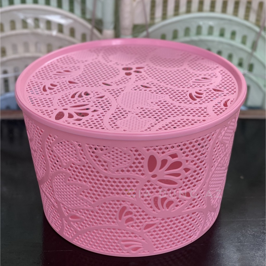 Rổ nhựa có nắp Việt Nhật, size nhỏ - trung - đại, 4 màu sắc, nhựa nguyên sinh an toàn cho sức khỏe của gia dụng Du Thủy