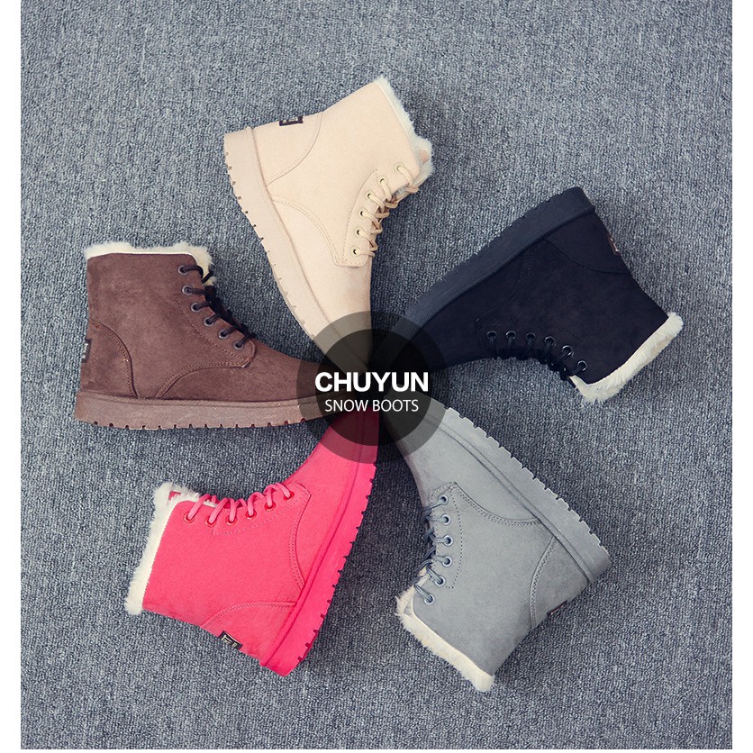 HT 58 BOOTS nữ lót lông siêu ấm có dây buộc hàng QCCC