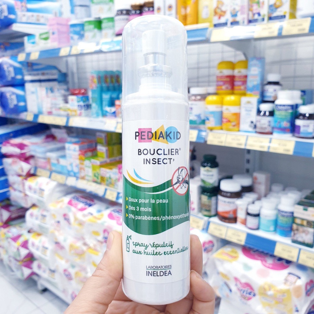 Xịt chống muỗi đốt và côn trùng cho bé Pediakid Bouclier Insect 100ml (Pháp) giúp bảo vệ làn da của bé, chống muỗi đốt