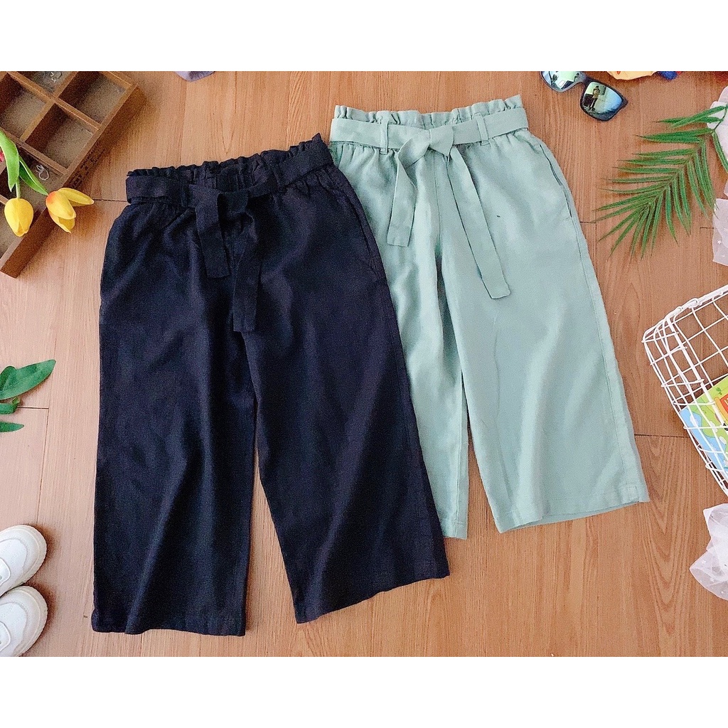 Quần lửng đũi Culottes Youth 2 màu đen / xanh kèm đai