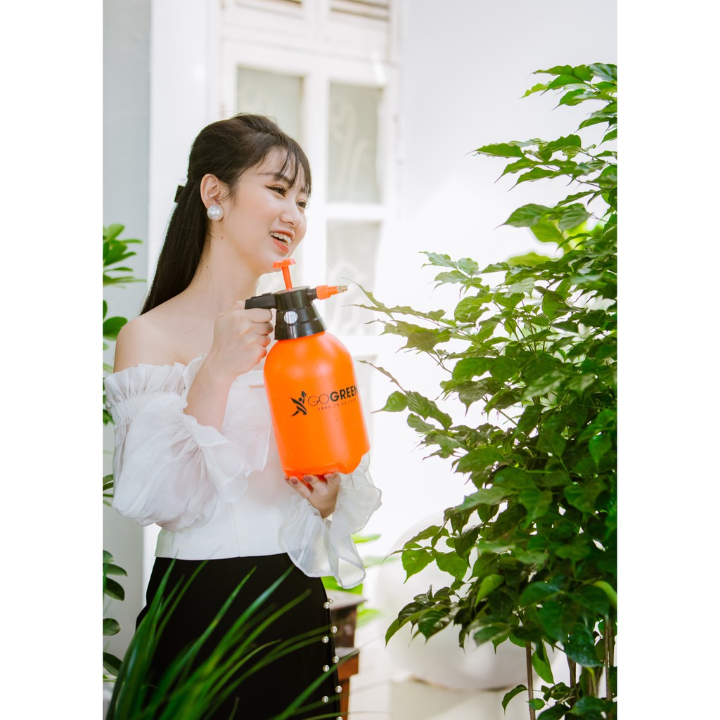 Bình Tưới Cây GoGreen 3L - Bình Xịt Nước Tưới Cây Cảnh, Cây Hoa - Nhựa PE cao cấp siêu bền (màu cam)